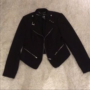 WHBM Black Motto jacket size 8 NWT